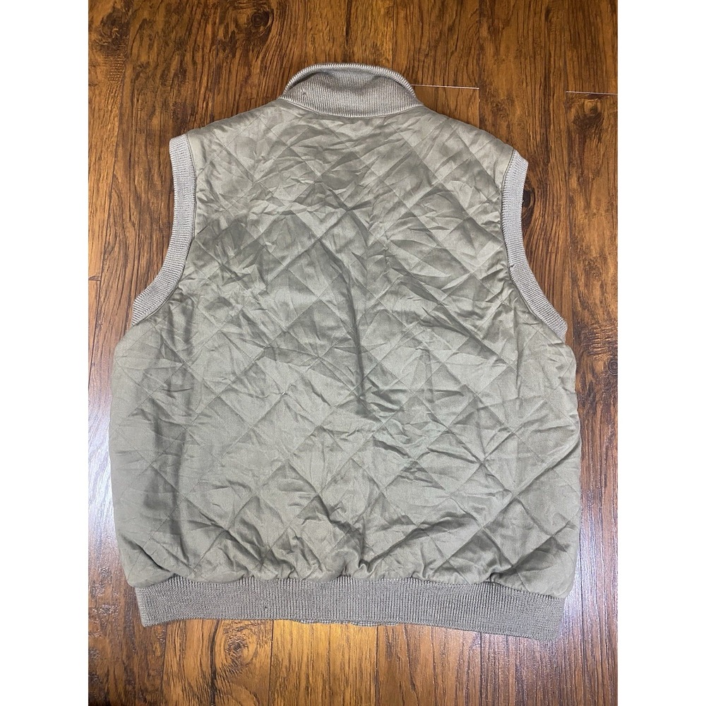 Vintage Banana Republic Safari Vest Mens XL Quilted Cotton Wool Trim Olive Green - Picture 7 of 13